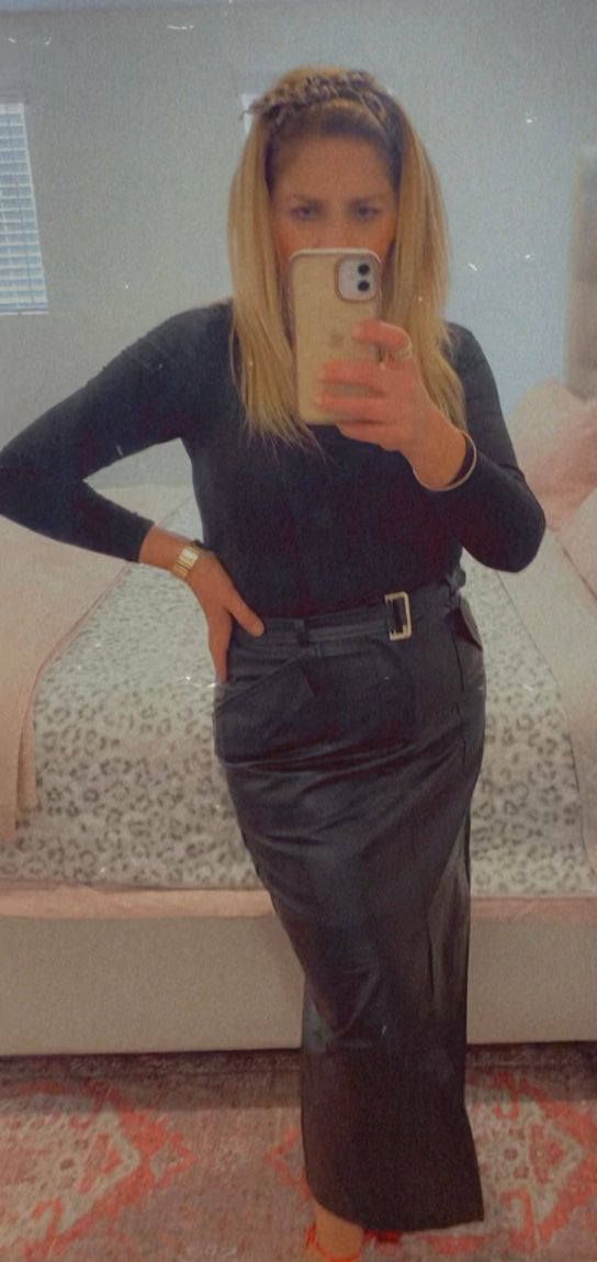 Faux Leather Midi skirt